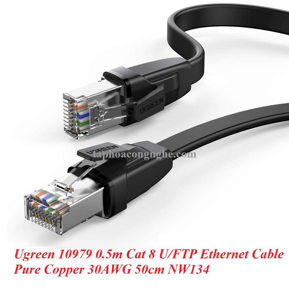 Ugreen 10979 0.5M CAT8 U-FTP 2000Mhz 30AWG cáp mạng màu đen 50cm NW134 30010979